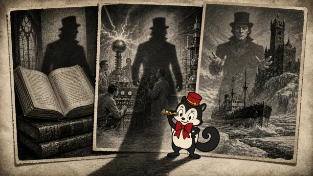 Momo watches one unnamed Creature pass from an old book through a black-and-white laboratory to an icebound modern retelling